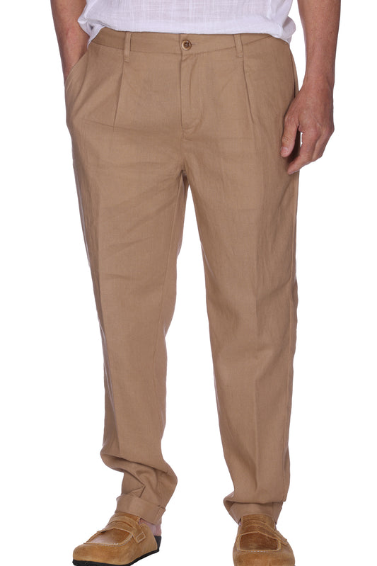 Pantalone Misto Lino Biscotto Altatensione